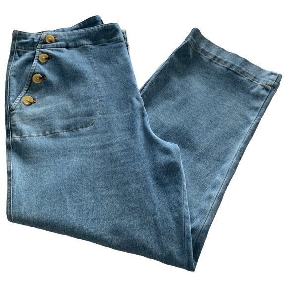 NWOT TALBOTS Womens' Mystic Light Wash Cropped Straight Leg Sailor Jeans Size 16 - Picture 7 of 8